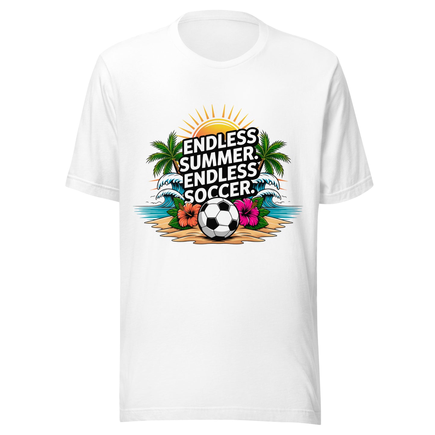 Endless Summer Endless Soccer Unisex T-Shirt | Bella Canvas DTG Soccer Beach Tee by Ortrends