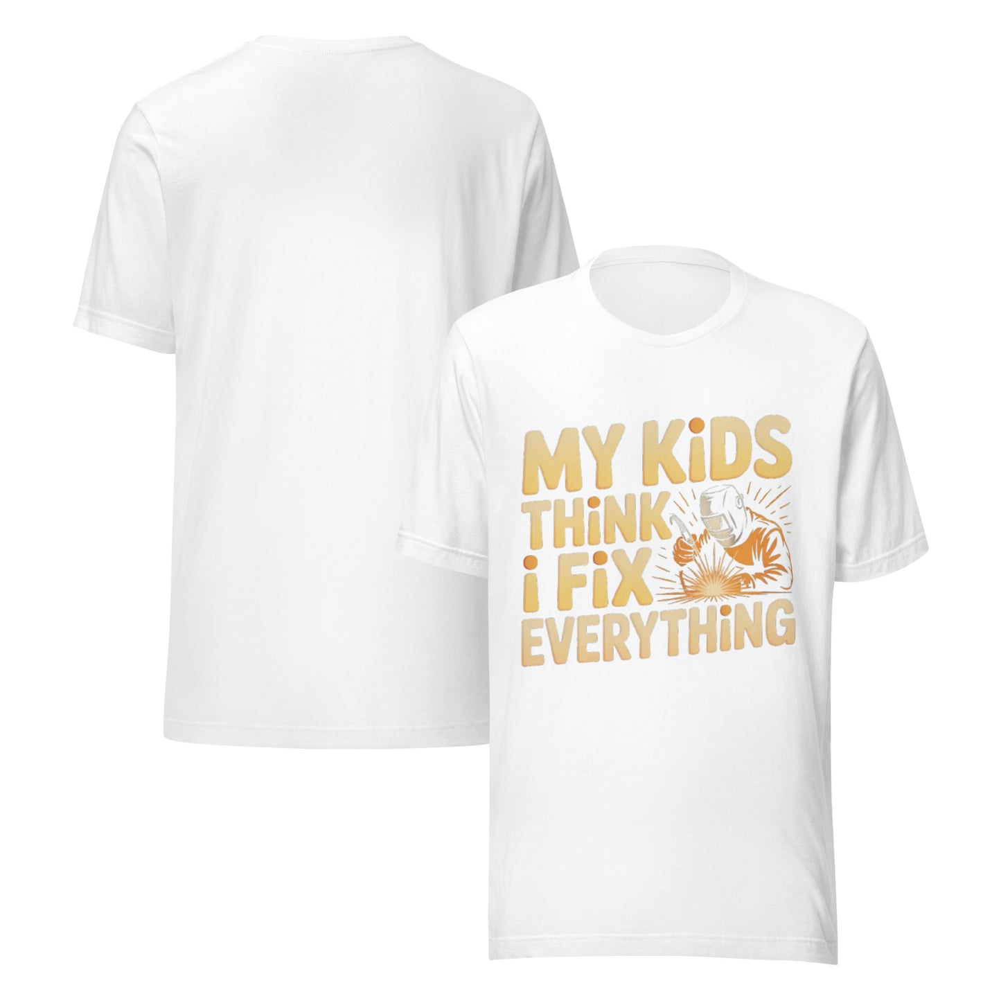 Kids Think I Fix Everything Unisex T-Shirt | Bella Canvas DTG Welder Tee by Ortrends