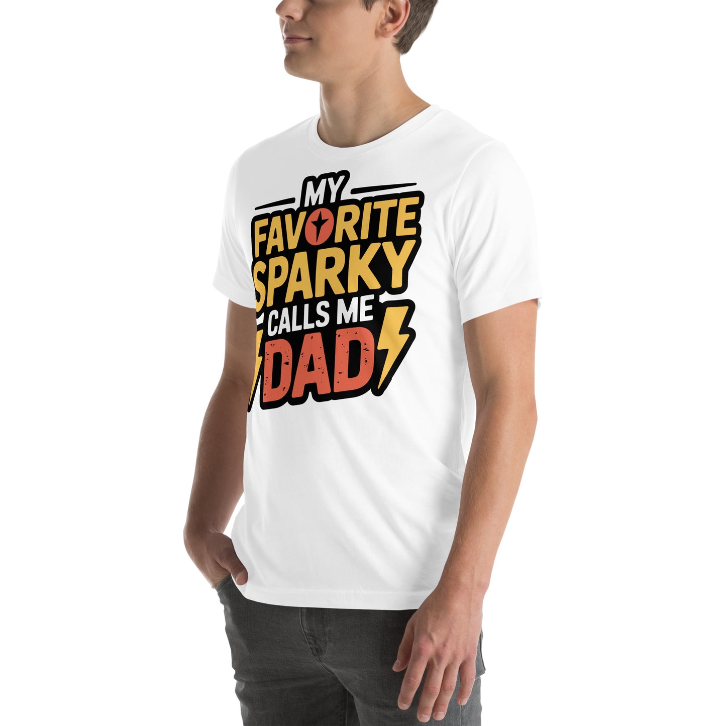 Favorite Sparky Dad Unisex T-Shirt | Bella Canvas DTG Electrician Tee by Ortrends