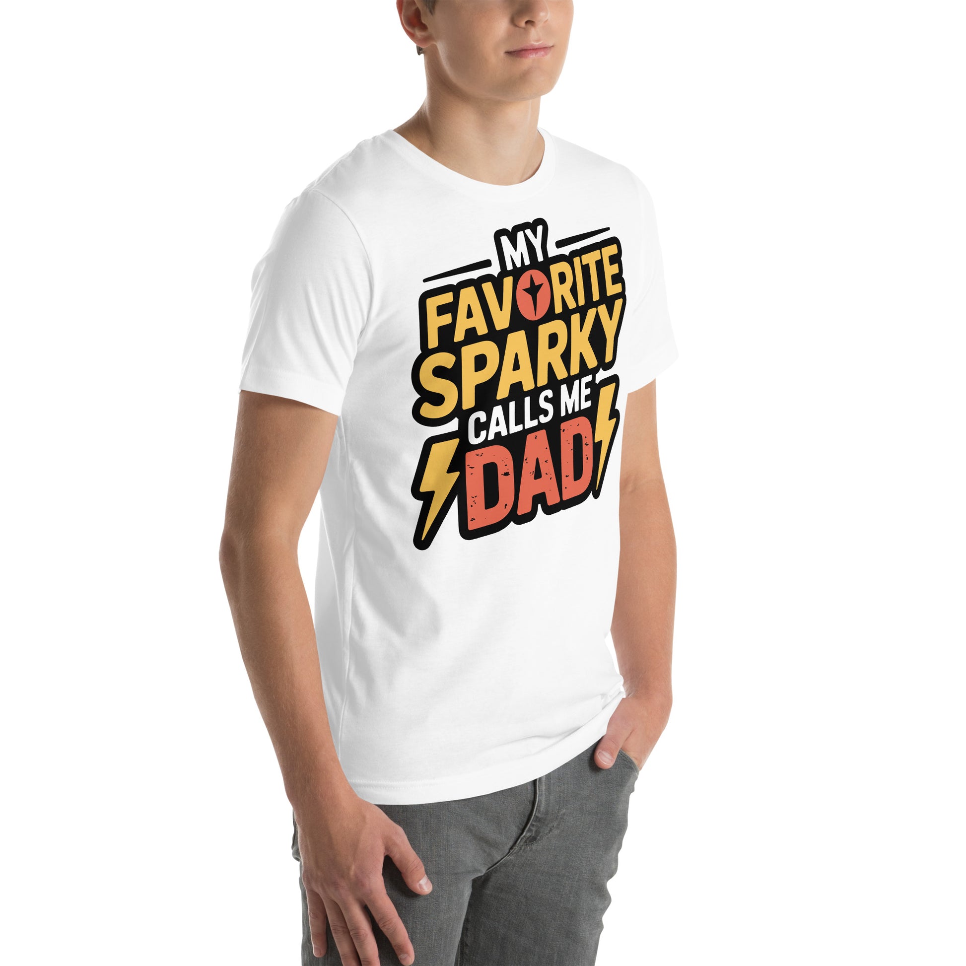 Favorite Sparky Dad Unisex T-Shirt | Bella Canvas DTG Electrician Tee by Ortrends