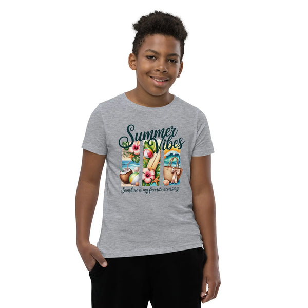 Summer Vibes Kids T-Shirt | Sunshine Is My Favorite Accessory Youth Beach Tee by Ortrends