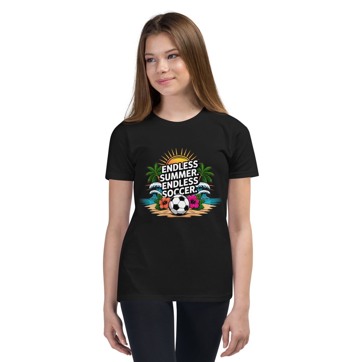 Endless Summer Endless Soccer Kids T-Shirt | Youth Soccer Beach Tee for Boys & Girls by Ortrends