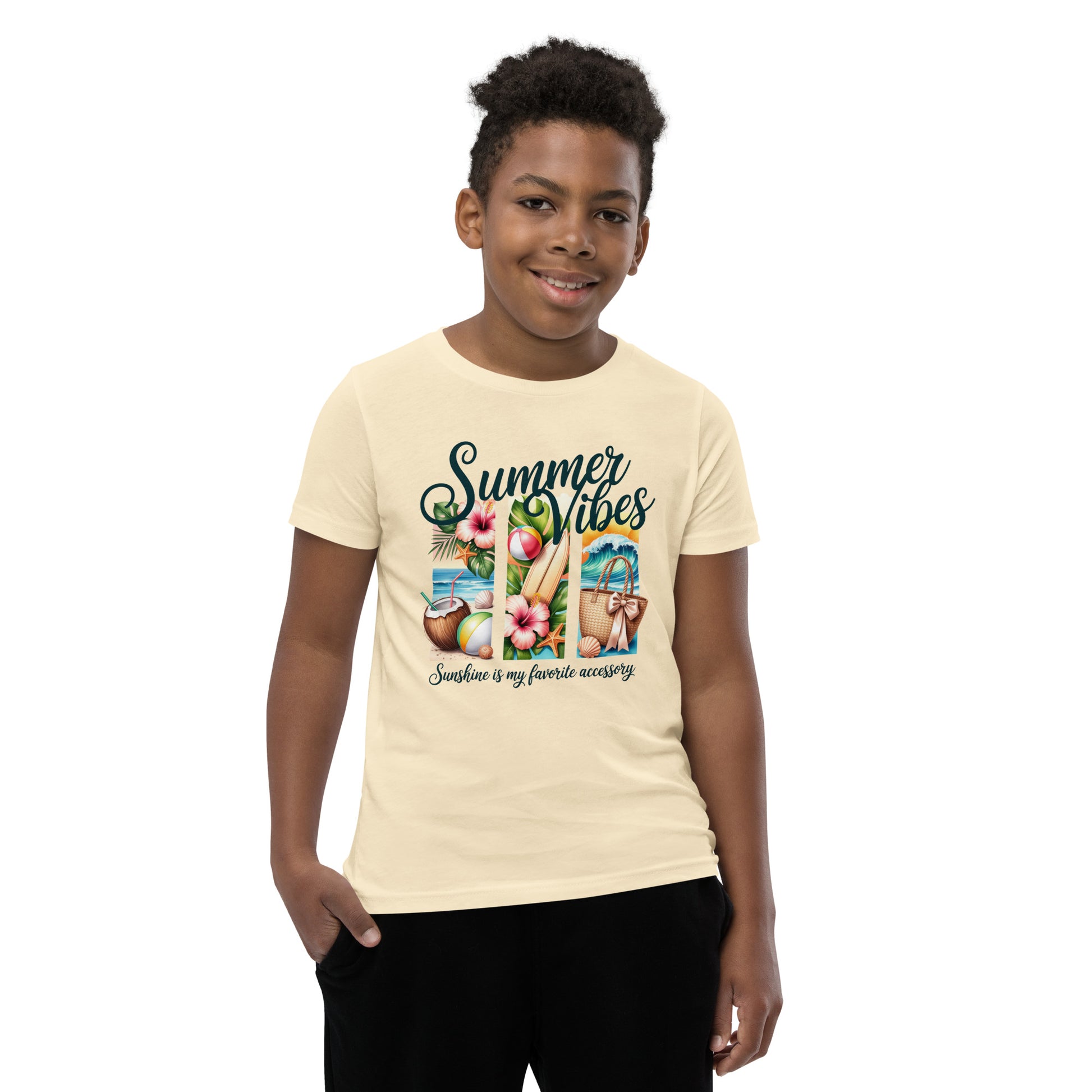 Summer Vibes Kids T-Shirt | Sunshine Is My Favorite Accessory Youth Beach Tee by Ortrends