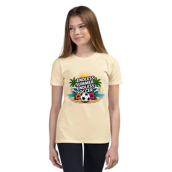 Endless Summer Endless Soccer Kids T-Shirt | Youth Soccer Beach Tee for Boys & Girls by Ortrends