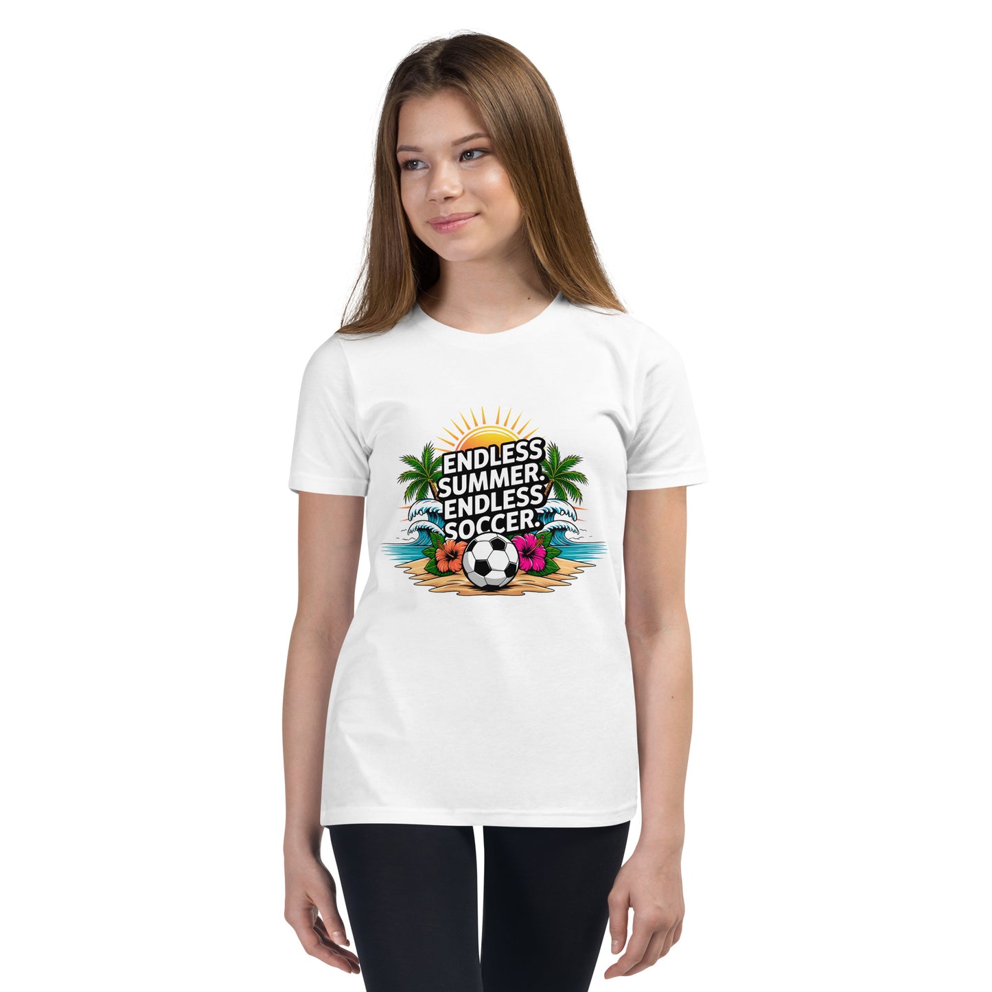 Endless Summer Endless Soccer Kids T-Shirt | Youth Soccer Beach Tee for Boys & Girls by Ortrends