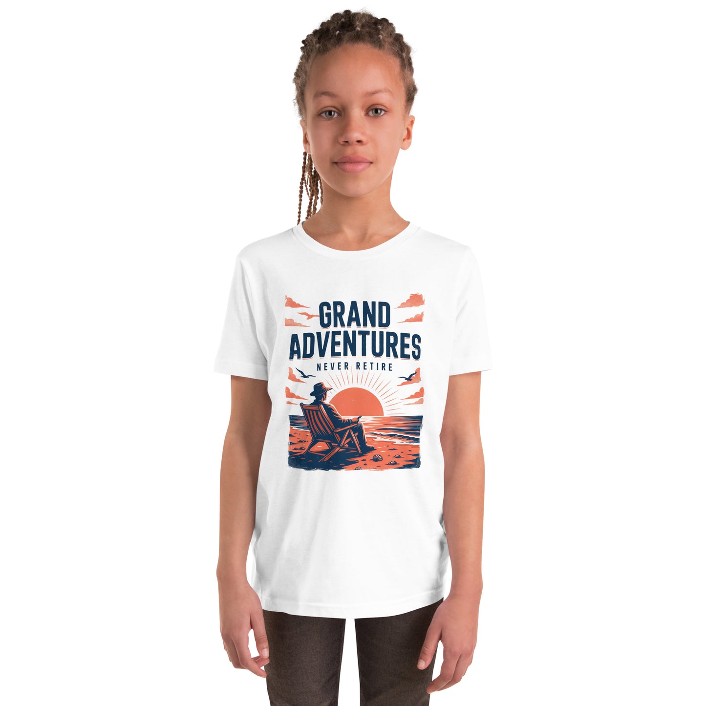 Grand Adventures Never Retire Kids Beach T-Shirt | Sunset Vacation Youth Graphic Tee by Ortrends